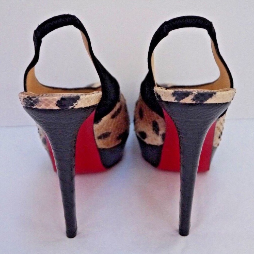 Christian Louboutin Leopard Print Python Slingbac… - image 3